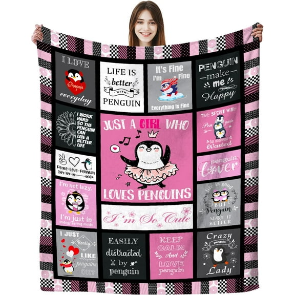 Penguin Blanket Gifts for Girls Women Soft Warm Flannel Penguin Lovers Throw Blanket Penguin Birthday Gifts for Adults Kids 50"x40"