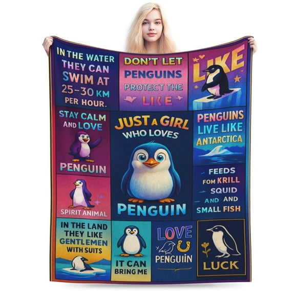 Penguin Blanket Gifts for Women Girls, Ultra Soft Flannel Penguin Throw Blanket, Penguins Decor, Gifts for Penguins Lovers 50x40