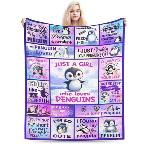 Penguin Blanket Gifts for Women, Ultra Soft Flannel 50x40