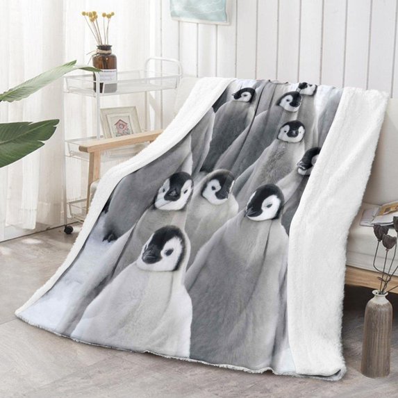 Penguin Blanket Throw Gifts Soft & Warm Penguin Flannel Fleece Blanket for All Seasons Birthday Christmas Home Living Room Decor 50"x60"