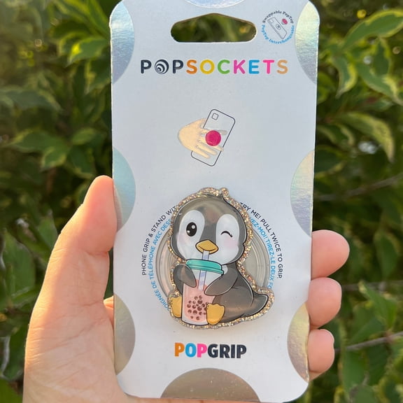 Penguin Boba Phone Grip, Phone Grip Holder, Halloween Aesthetic Accessory for iPhone