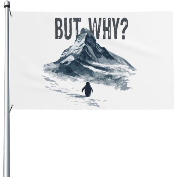 Penguin But Why Mountains Flag - Vivid Color And Fade Proof Double Stitched Polyester With Brass Grommets 3 X 5 Ft Flags