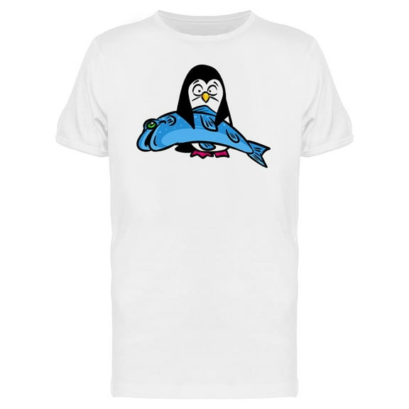 Penguin Catching Fish T-Shirt Men -Image by Shutterstock, Male x-Large