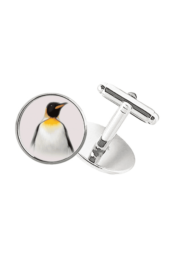 Penguin Chest Overlook South Pole Round Button Cuff Clip Stud Cufflinks