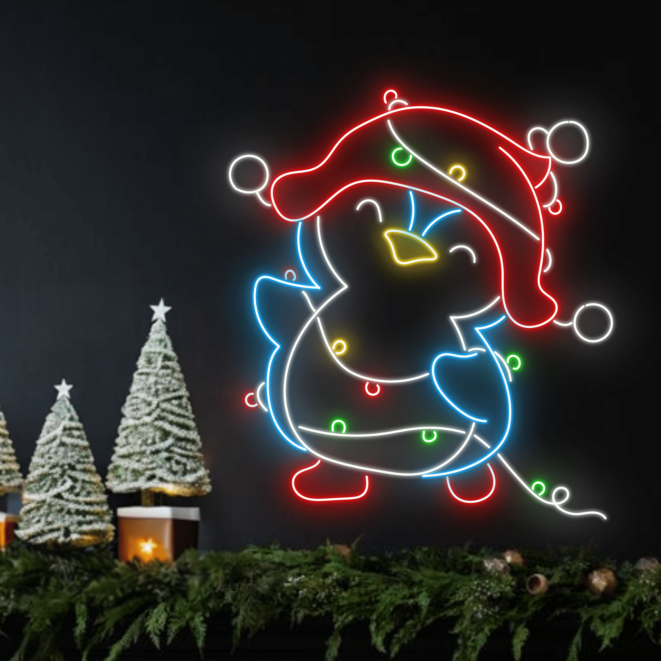 Penguin Christmas Neon Sign, Christmas Lights Decoration
