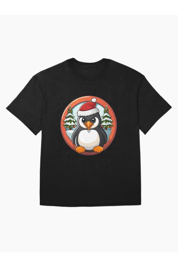 Penguin Christmas Oversized Holiday Festive Animal Apparel Unisex T-Shirt up to Size 5XL