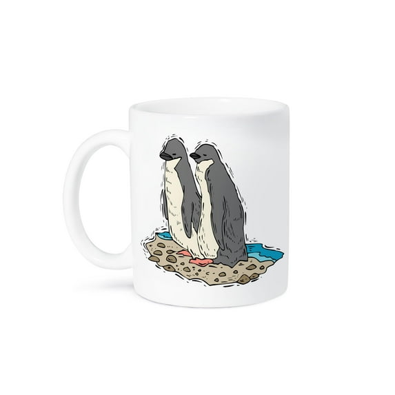 3drose, Penguin Couple Sandy Beach, 15oz Mug