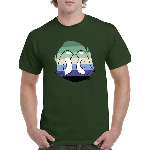 Penguin Couple W Pride Flag T-Shirt Men -Smartprints Designs, Male 5X-Large