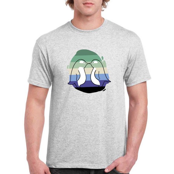 Penguin Couple W Pride Flag T-Shirt Men -Smartprints Designs, Male Medium