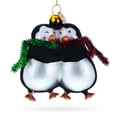 thumbnail image 1 of Penguin Couple in Love Glass Christmas Ornament, 1 of 5