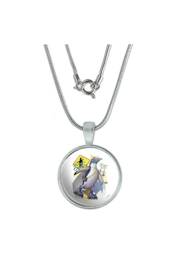 Penguin Crossing Sunglasses 0.75" Pendant with Sterling Silver Plated Chain