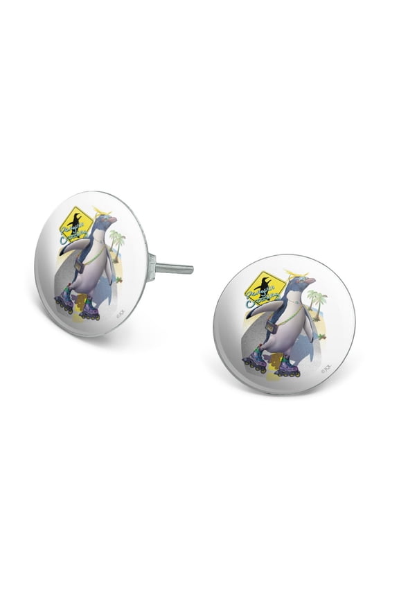 Penguin Crossing Sunglasses Novelty Silver Plated Stud Earrings