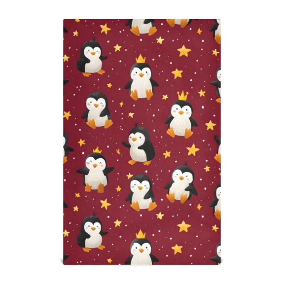Penguin Crown Pattern Kitchen Towels Waffle Weave Decorative Tea Towels Multi Use Dishcloths 28x18in