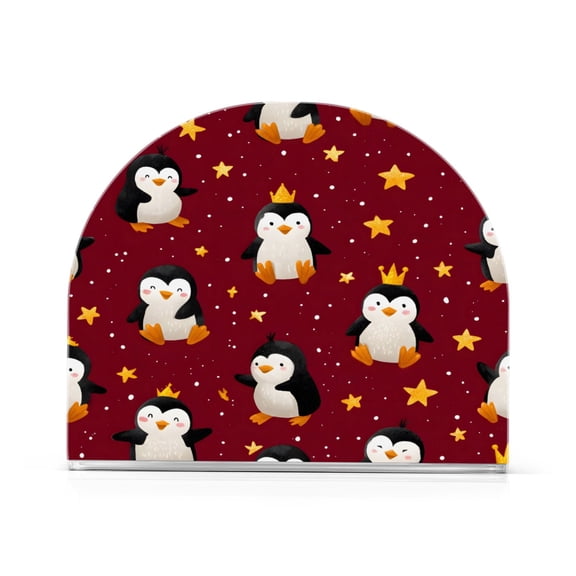 Penguin Crown Pattern Napkin Holder Acrylic Napkin Dispenser Clear Modern Tabletop for Kitchen Counter