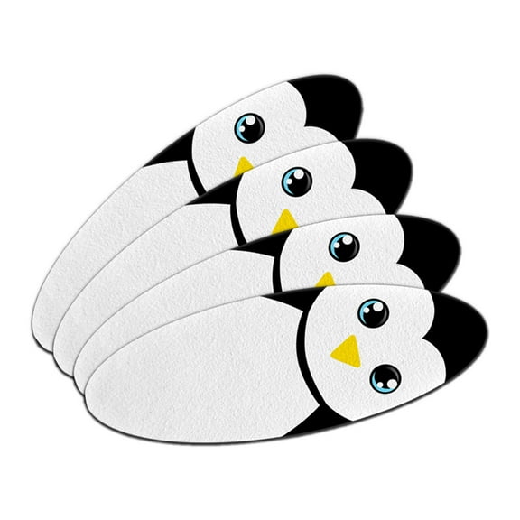 Penguin Cute Double-Sided Oval Nail File Emery Board Set 4 Pack