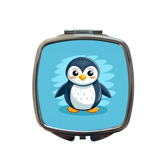Penguin Cute Travel Makeup Handbag Purse Small Pocket Compact Mirror