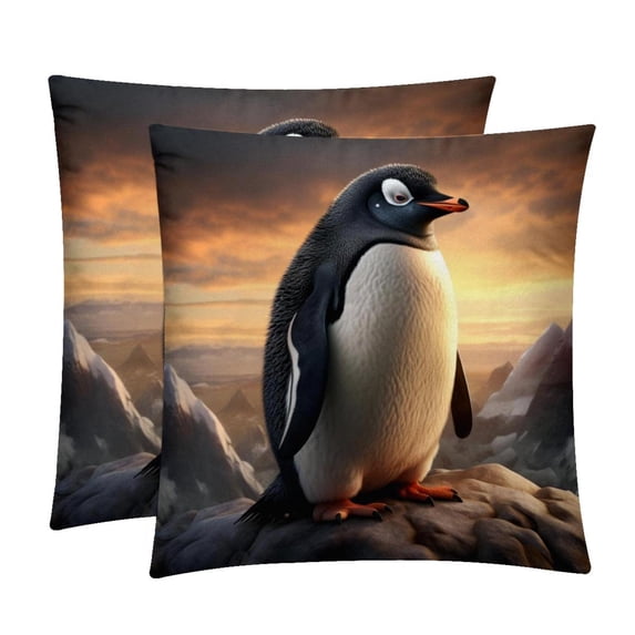 Penguin Decorative Pillows Covers with Unique Patterns for Bed, Home Decor - Set of 2 Pillow Inserts - Available in 16x16, 18x18, 20x20 Inches for Various Occasions