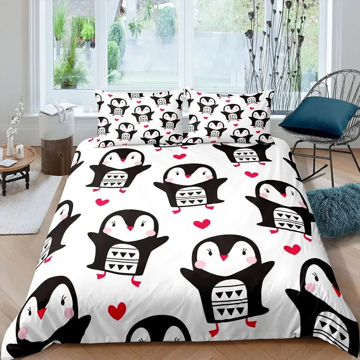 Penguin Duvet Cover Set Antarctic Animals Bedding Set for Kids