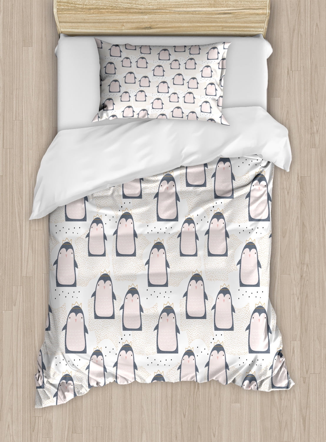Twin Size Multicolor Penguin Duvet Cover Set