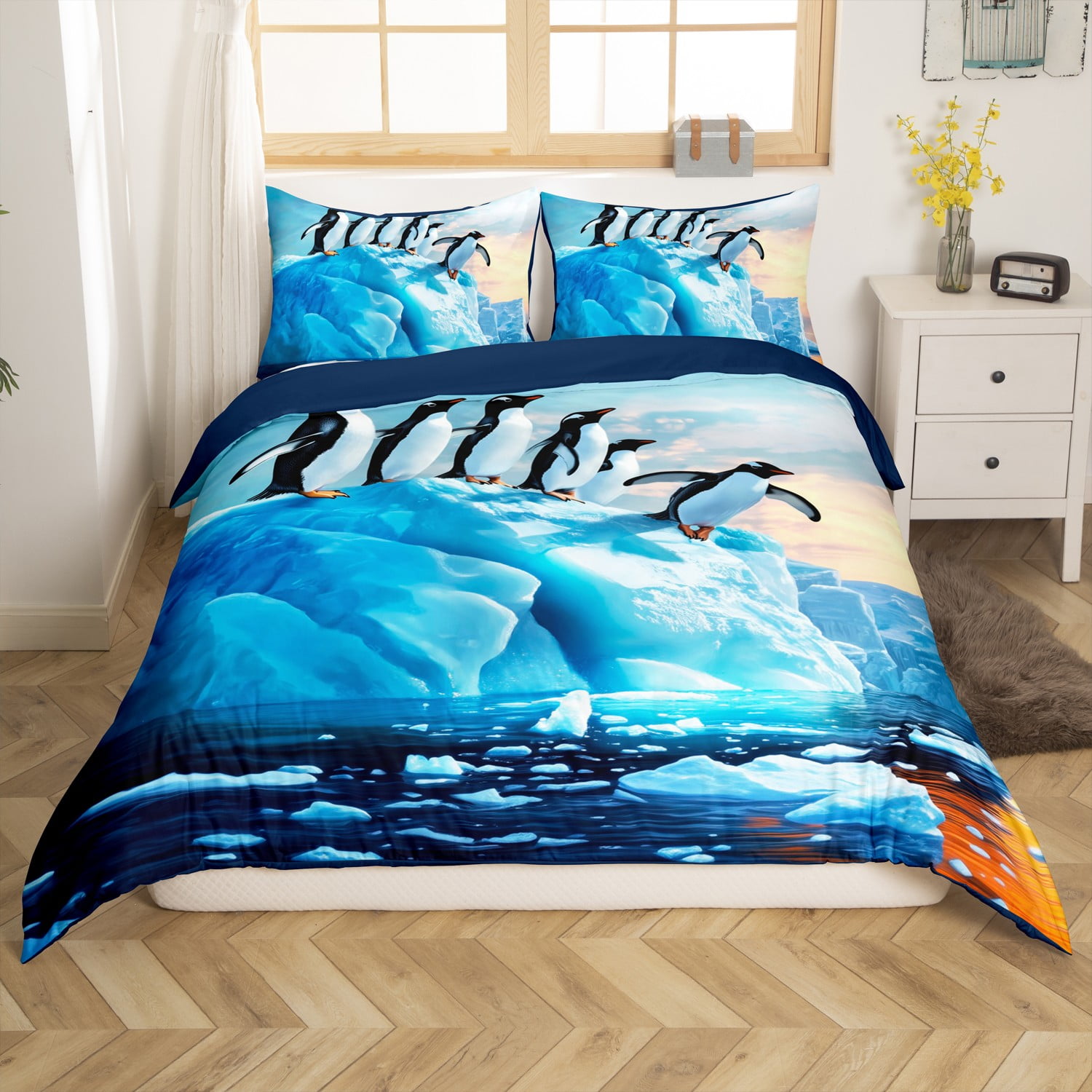 Penguin Duvet Cover Toddler Size for Kids Boys Men Teens,Cute Antarctic ...