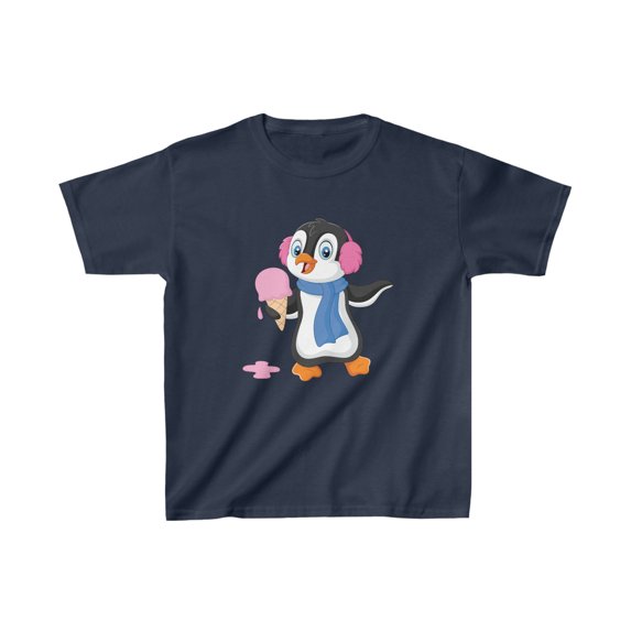 Penguin Eating Ice Cream - Kids Heavy Cotton™ Tee