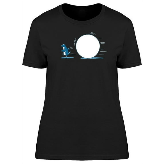 Penguin Escaping From A Snowball T-Shirt Women -Image by Shutterstock, Female Large