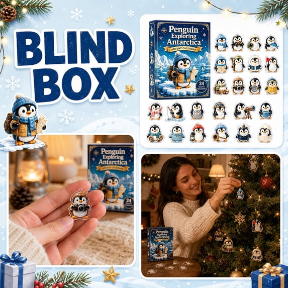 Penguin Exploring Antarctica Advent Calendar 2026, 24‑Day Christmas Countdown Blind Box with Acrylic Figures, Holiday Decor Gift