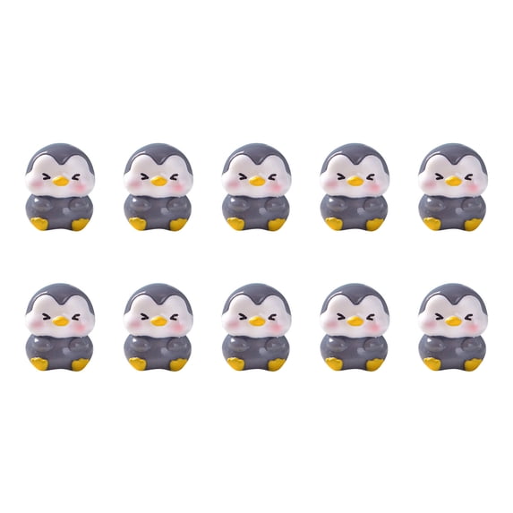 Penguin Figurines Set, Miniature Resin Penguin Decor, 10Pcs Small Penguin Toys for Fairy Garden Terrarium DIY Crafts(Gray-B)