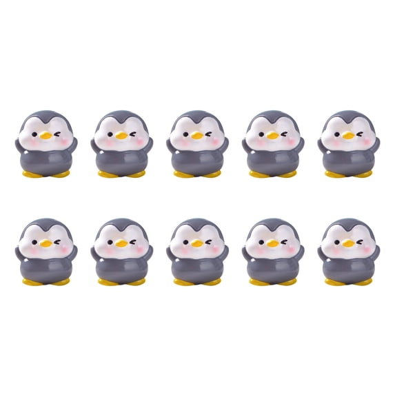 Penguin Figurines Set, Miniature Resin Penguin Decor, 10Pcs Small Penguin Toys for Fairy Garden Terrarium DIY Crafts(Gray-C)