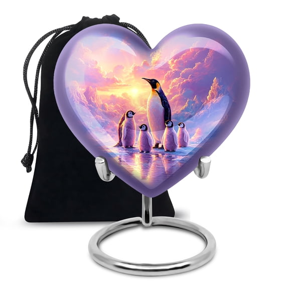Penguin Funeral Urns for Adult Ashes Men Cremains - Clouds 8 Inch Cremation Urns for Human Ashes Adult Woman
