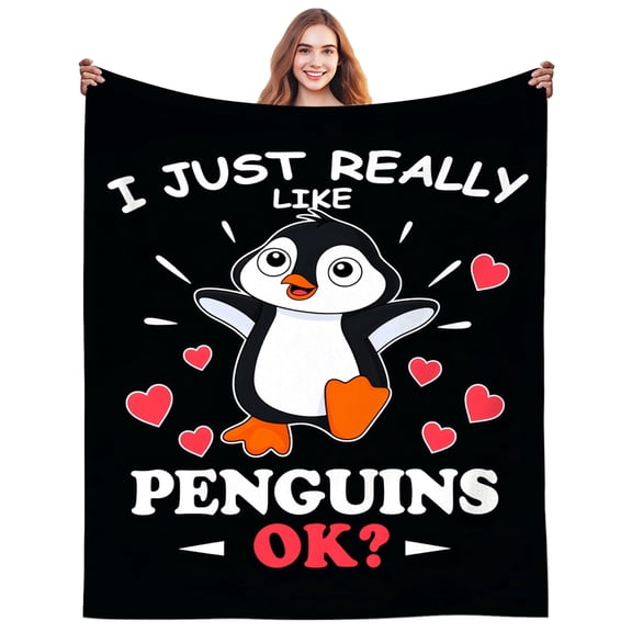 Penguin Gifts Blankets Stuff Penguins Blanket Throw Plush Lightweight Cozy Flannel Bedding Cute Penguin Gifts for Women Adults Men Sofa Couch Bed Room Decor 50"X40"