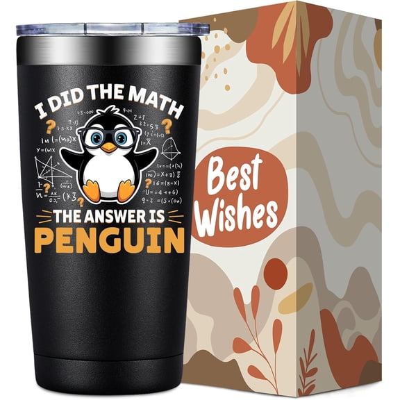 Penguin Gifts for Women, Men - Cute Penguins Gifts - Christmas Birthday Gift for Penguins Lovers - I Did the Math the Answer is Penguin Tumbler Cup