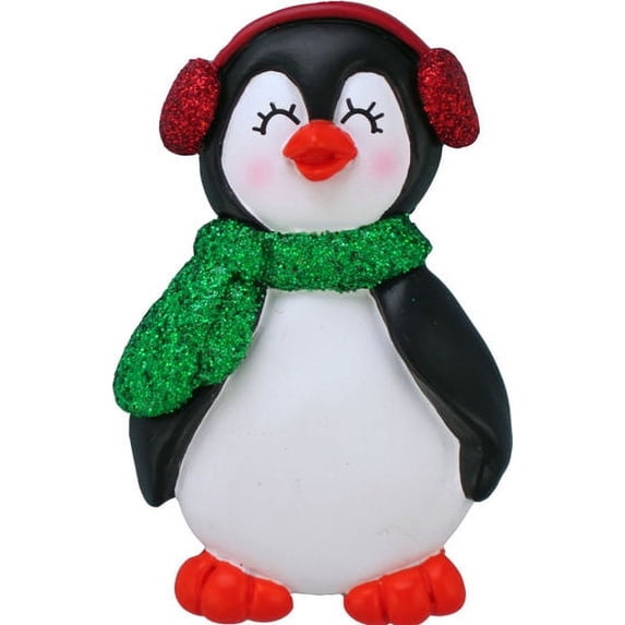 Penguin Girl with Expression I love with heart My Grandma Personalized Christmas Tree Ornament