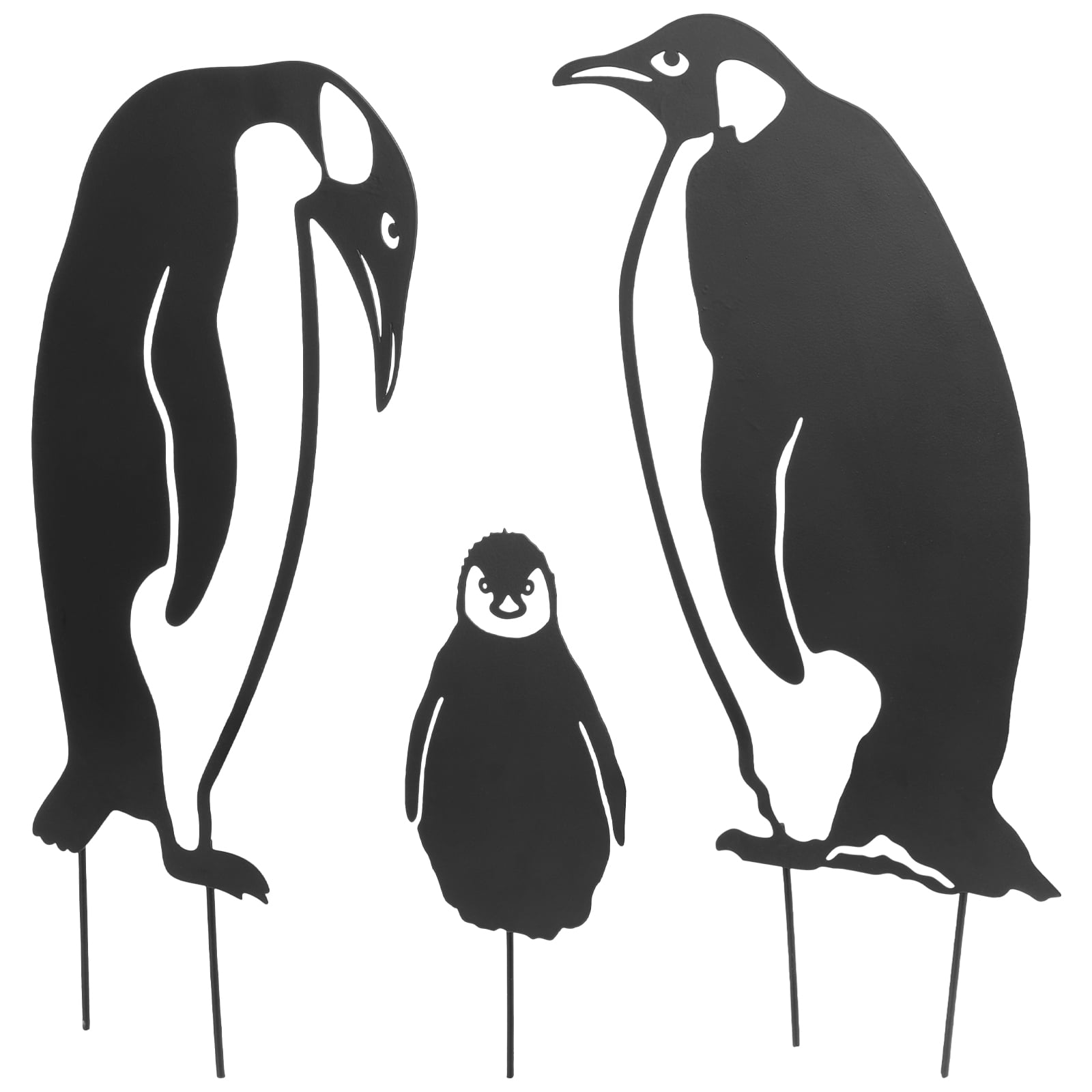 Penguin Ground Plug Lawn Animals Statues Ornament Decor Hollow Outdoor Silhouette Stake