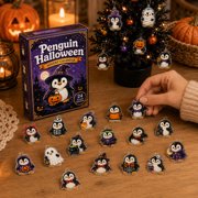 Penguin Halloween Advent Calendar 2026, Surprise Box Set 24 Mini Penguin Figurines, 2D Acrylic Collectible Figures for Halloween Countdown and Desktop Decor
