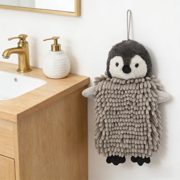 Penguin Hand Towel Super Absorbent Chenille Washcloth Soft Kitchen Bathroom Dish Towels Quick Drying Decorative Fun Animal Novelty Gifts