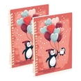 thumbnail image 1 of Penguin Hearts Balloons Ring Binder Notebook Journey Note Diary College Ruled Spiral Notebook Study Loose Leaf Paper A5 60 Pages, 1 of 8