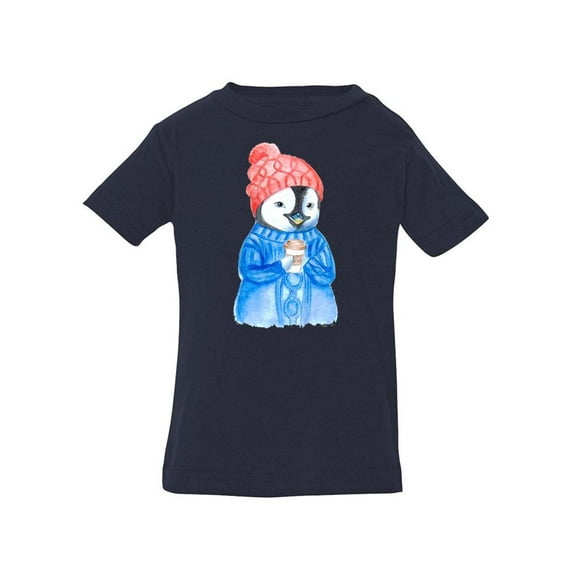 Penguin Holding Coffee T-Shirt Infant -Image by Shutterstock, 12 Months