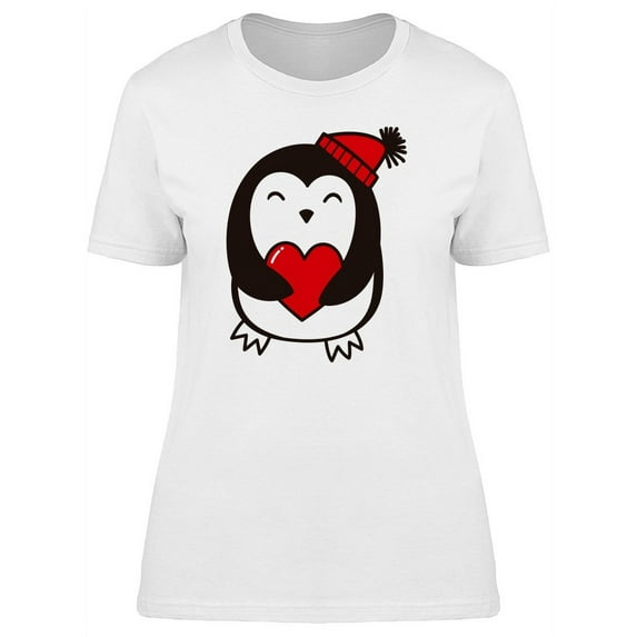 Penguin Holding Heart T-Shirt Women -Image by Shutterstock, Female Large