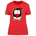 thumbnail image 1 of Penguin Holding Heart  T-Shirt Women -Image by Shutterstock, Female XX-Large, 1 of 2