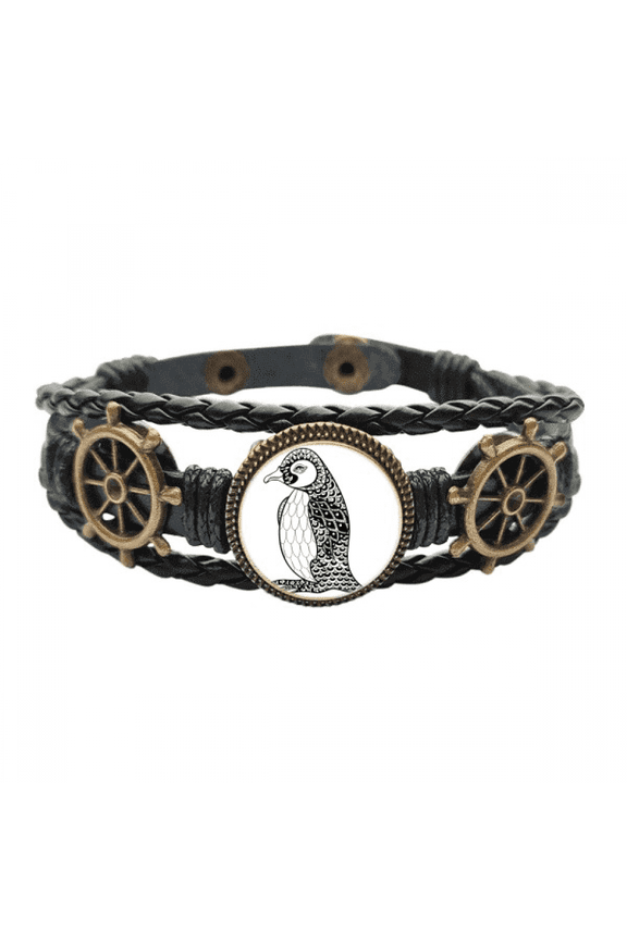 Penguin Human Paint Quiet Baby Leather Braided Ocean Bracelet Wristband