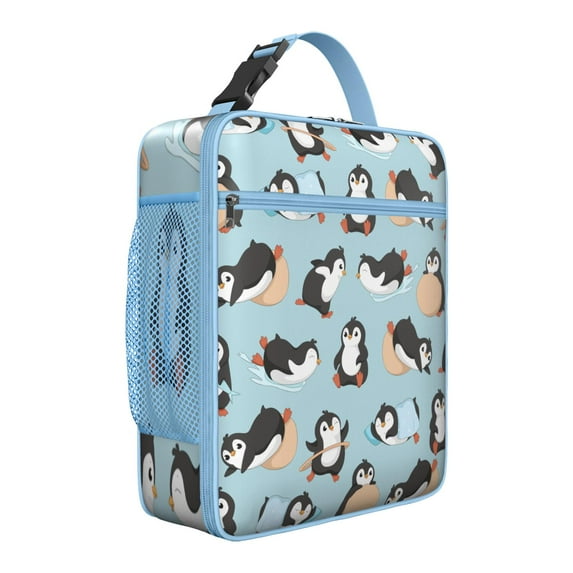 Penguin Insulated Lunch Bag Box Student Reusable Lunch Bag with Water Bottle Holder Lunch Box Containers Work Beach
