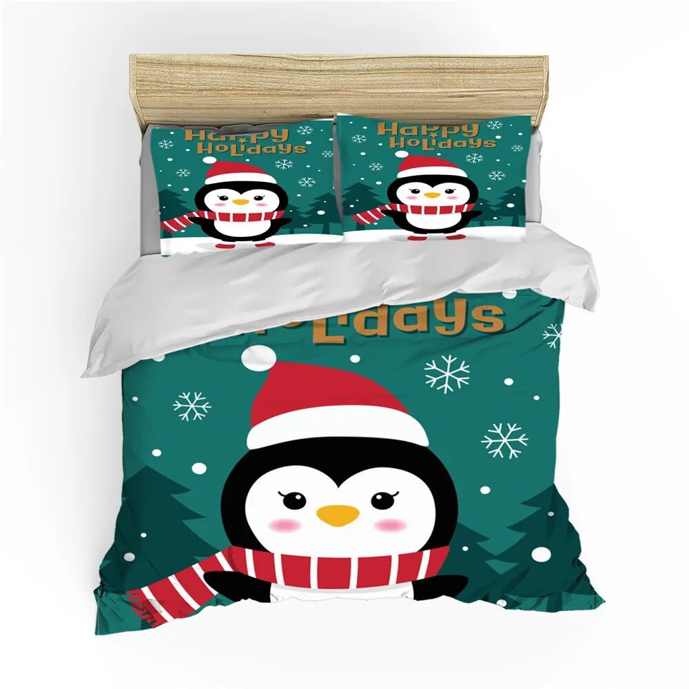 Penguin King Duvet Cover Lovely Black White Antarctic Animals Bedding