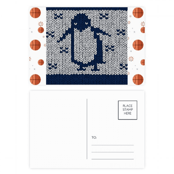 Penguin Knit Nordic Illiustration Pattern Basketball Postcard Set Thanks Card Mailing Side 20pcs