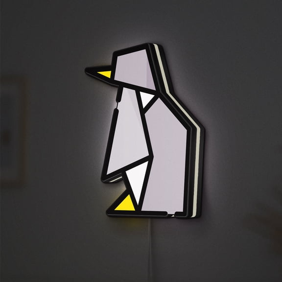 Penguin LED Lightbox - Folded Origami Handcraft Art Decor, Custom Led Sign for Home Office Shop Decor (Height 12 inch, 30cm)