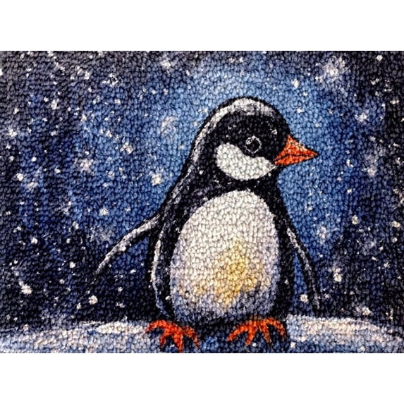 Penguin Latch Hook Kits Rug DIY Cushion Tapestry Making Crochet Hook Mat Making Kits Color Preprinted Pattern Canvas DIY Carpet Needlework Crochet Kits 52x38cm (series-144)