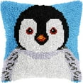 thumbnail image 1 of Penguin Latch Hook Pillow Kits Pillow Cover Pattern Printed Canvas Knitted Hooking Pillowcase Cushion With Zipper Crafts Crochet Home Decor Kits 17x17 inch(f218), 1 of 1