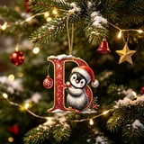 Penguin Letter Christmas Ornament,2D Personalized Initial Hanging ...