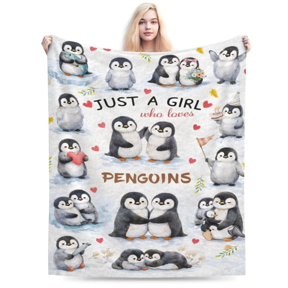Penguin Lover Blanket Gift Cute Penguin Pattern Throw Blanket Cozy Soft Home Decor Gift for Girls Women Animal Lovers Arctic Wildlife Fans 60x50