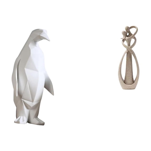 Penguin Lovers Statue Romantic Nordic Home Decoration Resin Material for Bedroom Bookshelf Anniversary Gift